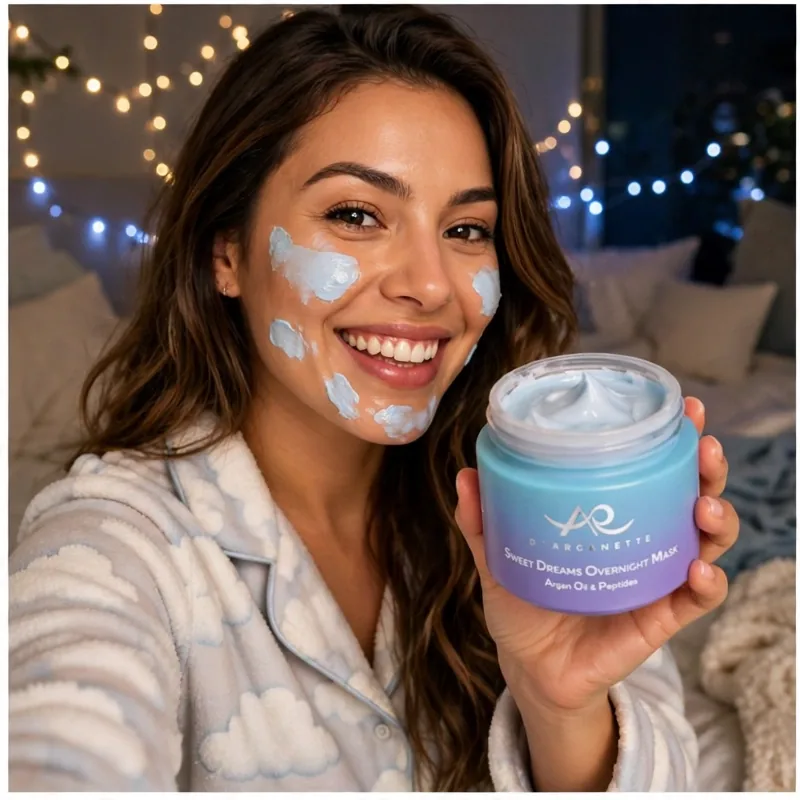 Person enjoying the Sweet Dreams Overnight Mask — glow check photo