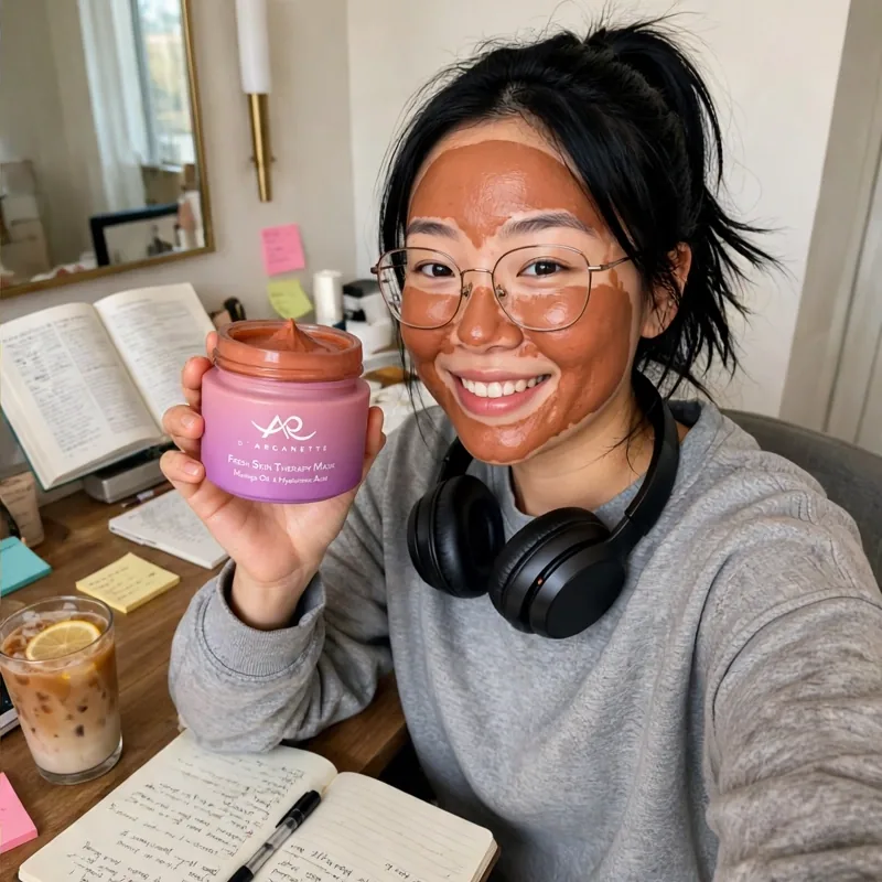 Person enjoying the Fresh Skin Therapy Mask — glow check photo