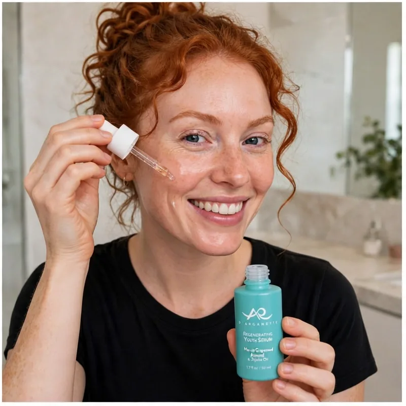 Person enjoying the Regenerating Youth Serum — glow check photo