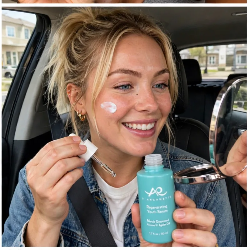 Person enjoying the Regenerating Youth Serum — glow check photo