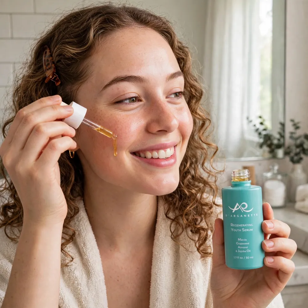 Person enjoying the Regenerating Youth Serum — glow check photo